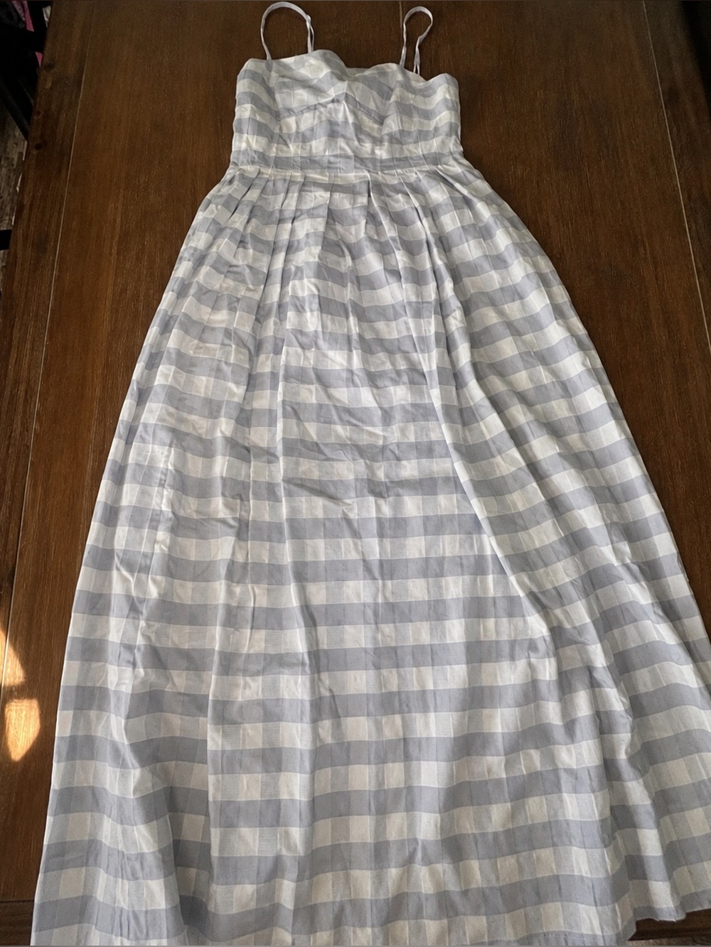 NWT Caroline Constas Blue and White Gingham Maxi Dress XS